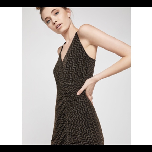 BCBGENERATION Metallic Jacquard Faux-Wrap Dress - Picture 3 of 5